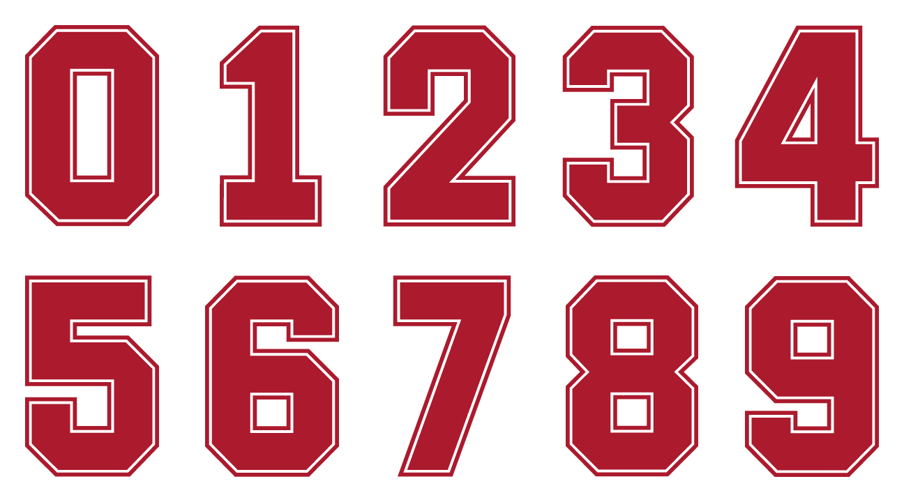 Red outline number