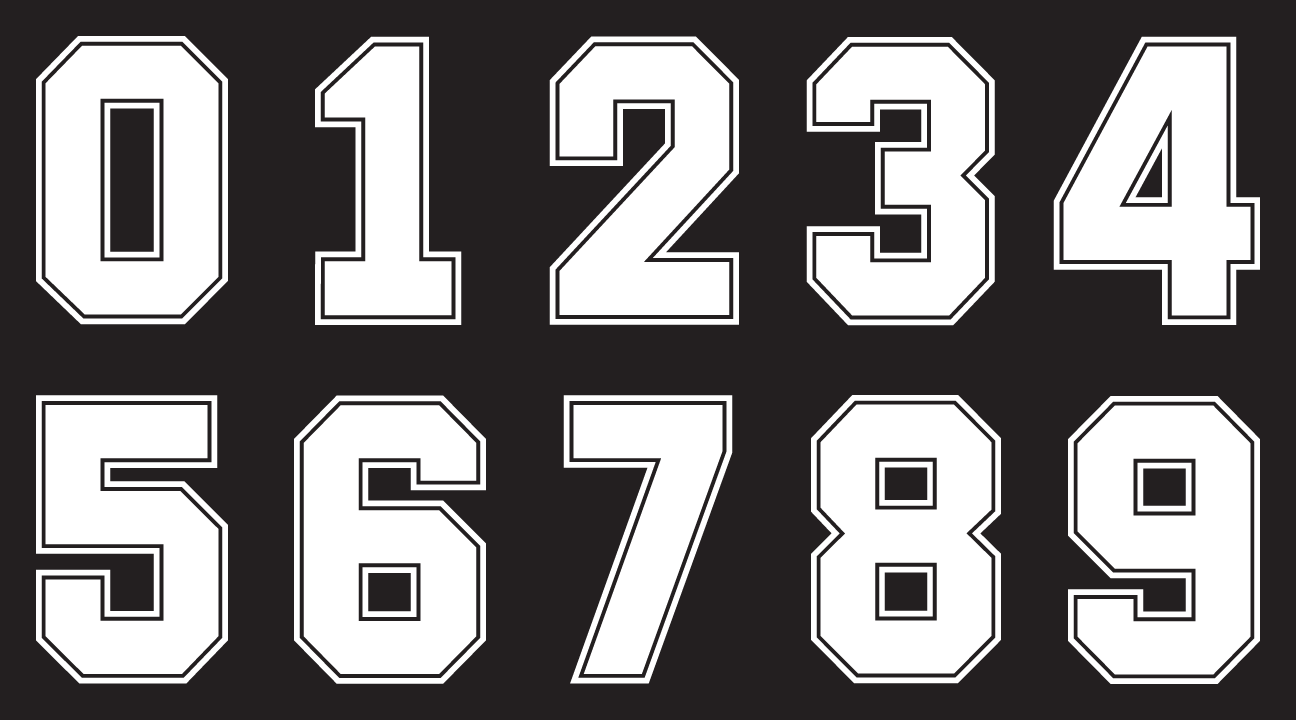 White outline number