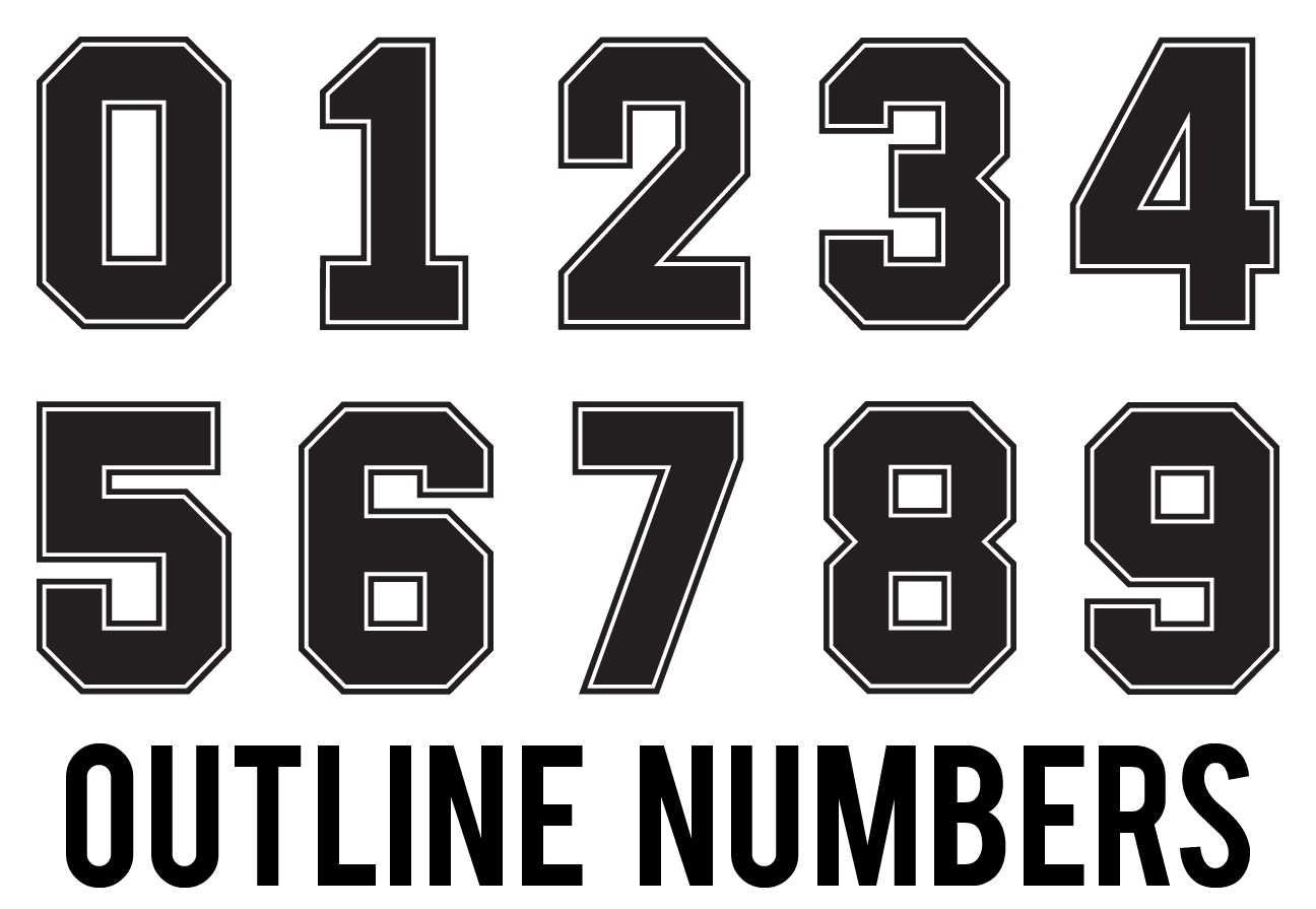 Black outline number