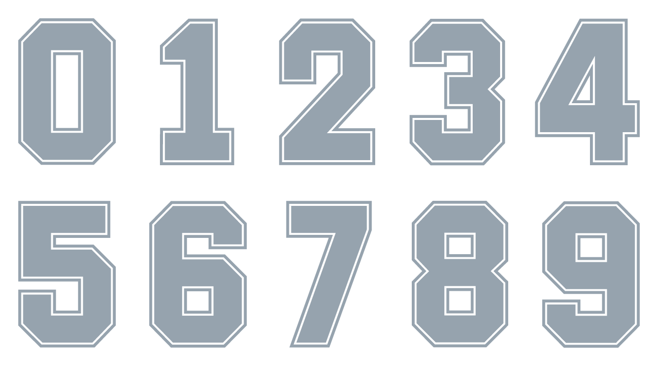 Gray outline number
