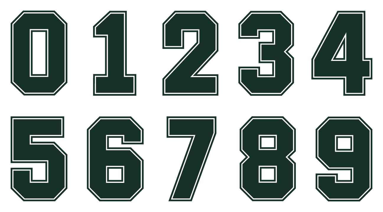 Dark Green outline number