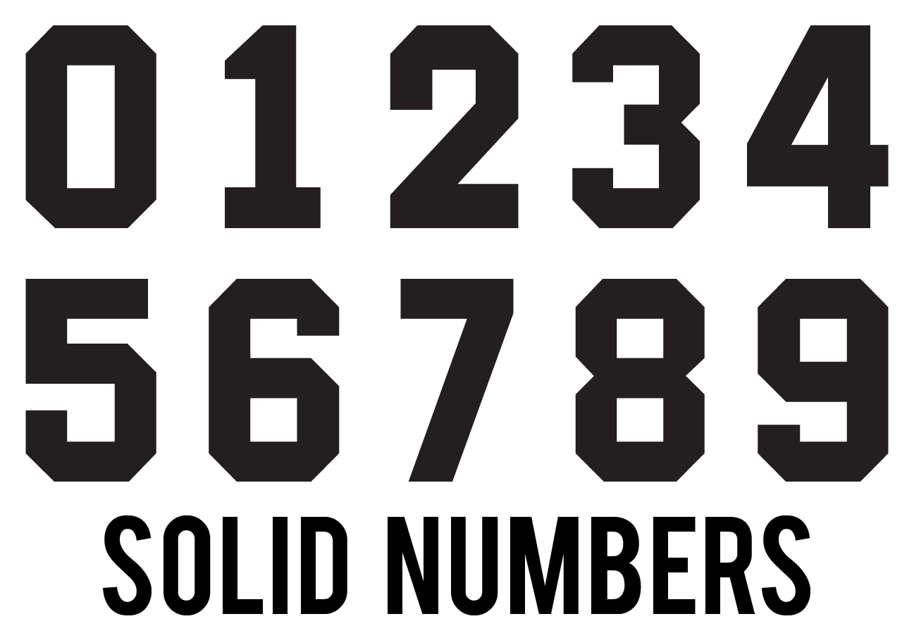 Solid Style Numbers (Pack of 5)